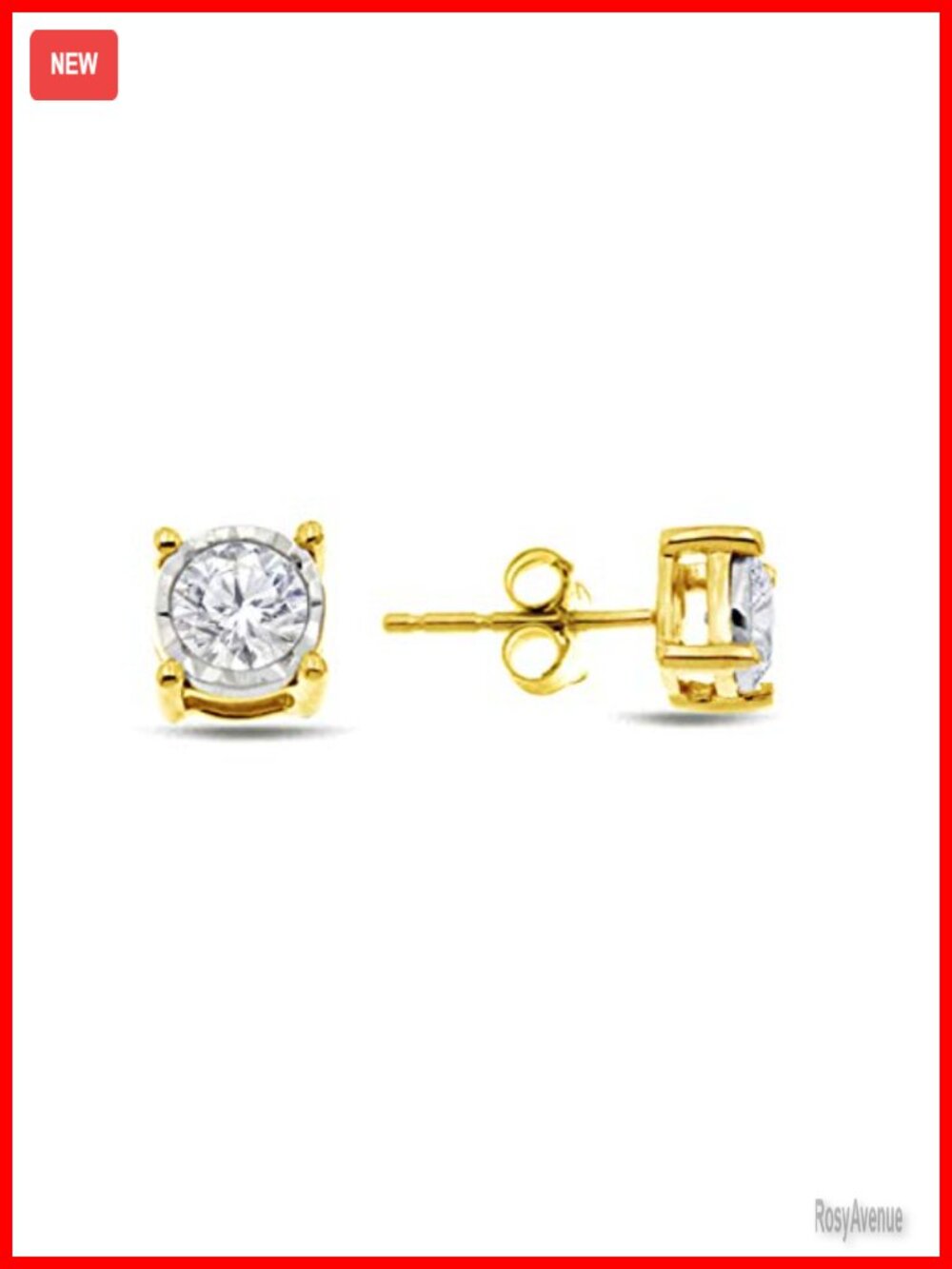 Diamond Stud Earrings 1/4 Cttw Miracle Plate Yellow Gold Plated Sterling Silver
